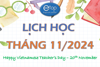 LỊCH HỌC THÁNG 11/2024